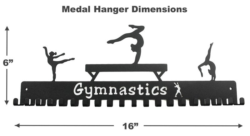 URBN BY MODERN HOME FINISHINGS Metal Wall Mount Gymnastics Medal Hanger Display and Lanyard Ribbon Holder Rack, 20 Easy Hang Hooks, Medal Holder Wall Decor, Great Gift for Gymnasts, Black