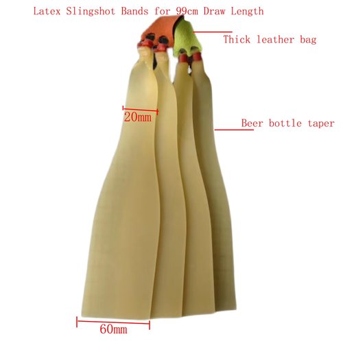 High Bound Latex Slingshot Bands with 4 strands of flat rubber bands for slingshot, 1.2mm thickness, 6020 taper, anti freezing Slingshot Elastic Bands 2pcs (99cm Draw Length)