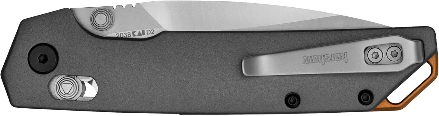 Kershaw Iridium Folding Pocket Knife, 3.4 inch D2 Steel Blade, DuraLock Locking Mechanism, Pocketclip