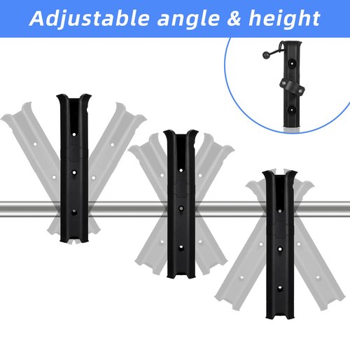 2 Pcs Pole Mount Fishing Rod Holder for Bike, Rotatable Fishing Pole Holder for Bike with Pole Mount Clamp, Fishing Rod Rack for Beach Car, Fishing Chair, ATVS, Boats, Carts