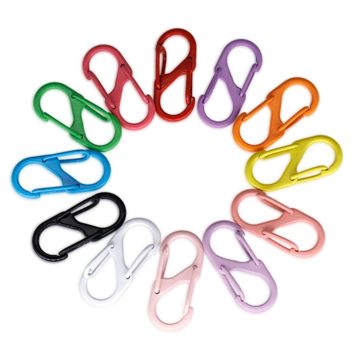 16PCS Colorful Double Opening Lobster Clasps S Lock Chain Shortener Set Keychains Extender Connector for Jewelry Making Kit Metal Necklace Clips Bracelet Closures DIY Craft Clasp Carabiner