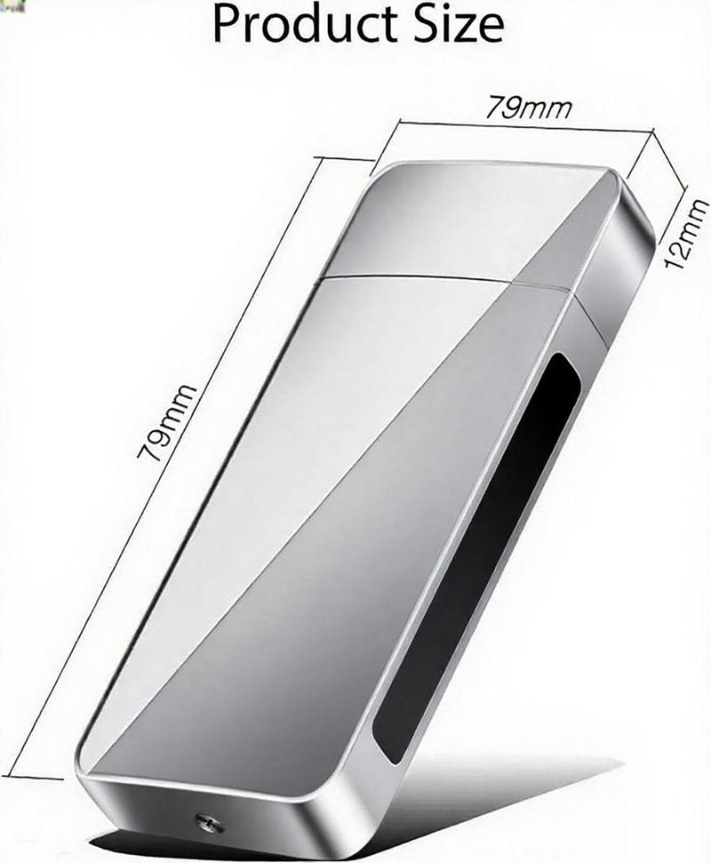 Spinning Arc Plasma Lighter - USB Rechargeable Electric Lighter with LED Display, Pocket- Size Design for Camping, Candles, Outdoor (Silver)