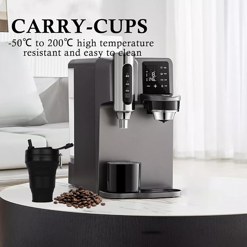Collapsible 20oz Silicone Coffee Cup with Straw Lid – Black