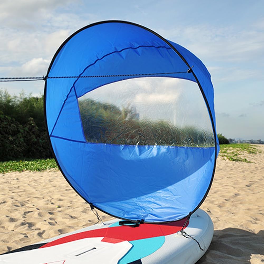 Kayak Wind Sail, Portable Foldable Durable Wind Sail with Transparent Window for Kayak Canoes (Green)