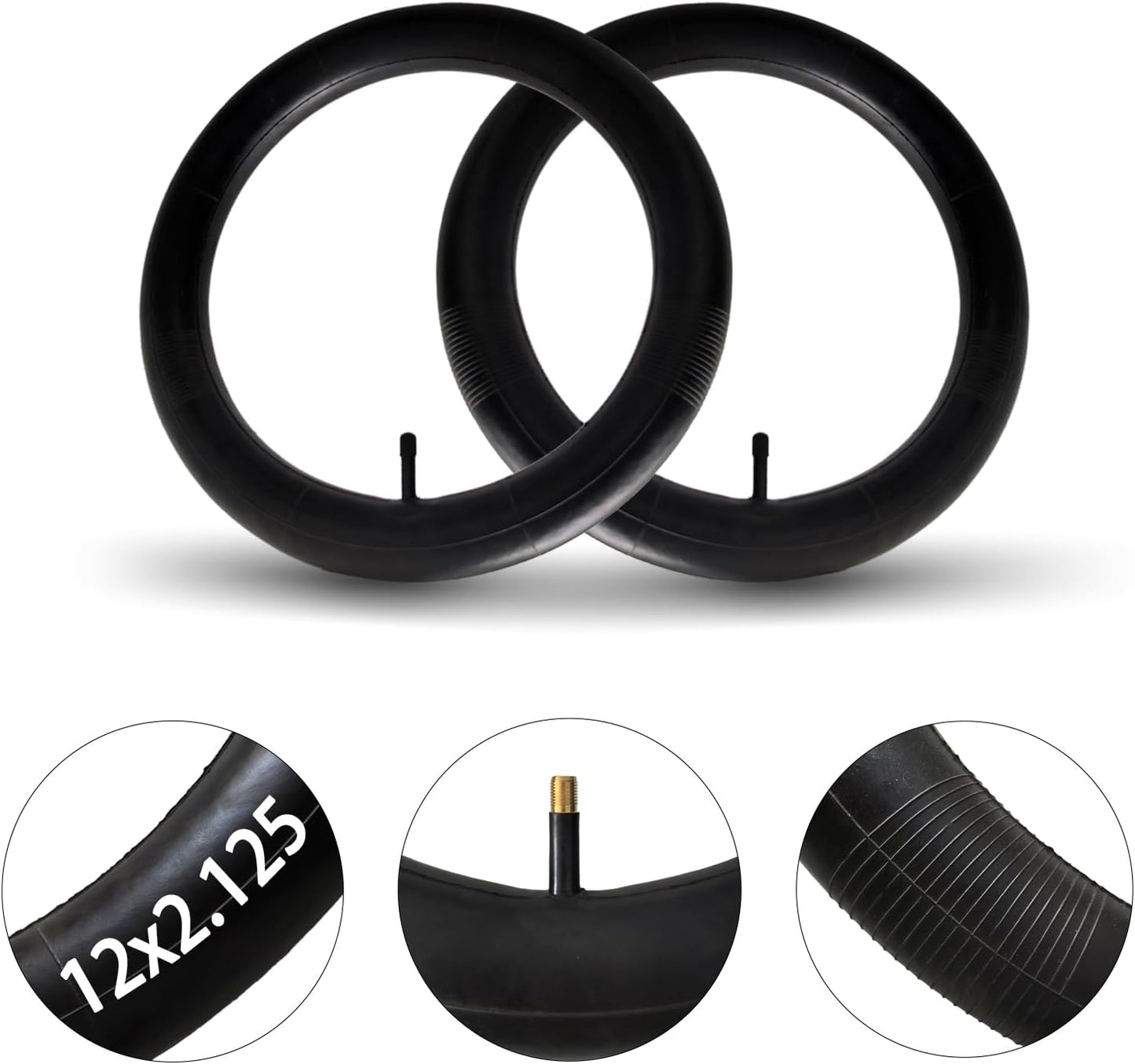 2-Pack Bike Tubes 12x1.75/1.95/2.125 Inner Tube 12 x 1.75 12 x 1.95 12x2.125 Bike Tire Tube