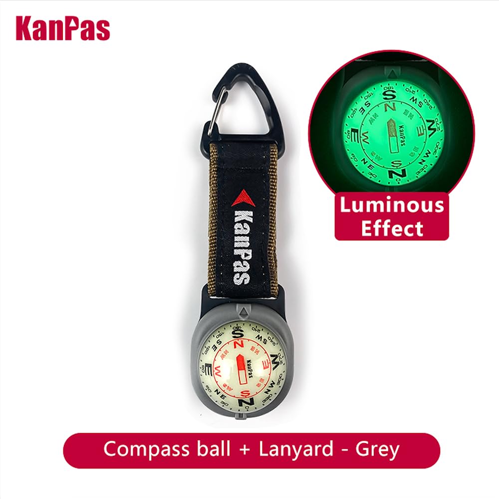 KanPas CAB-30L Luminous Detachable Compass Ball for Bicycle Motorcycle and Hiking (Grey + Long Rack)