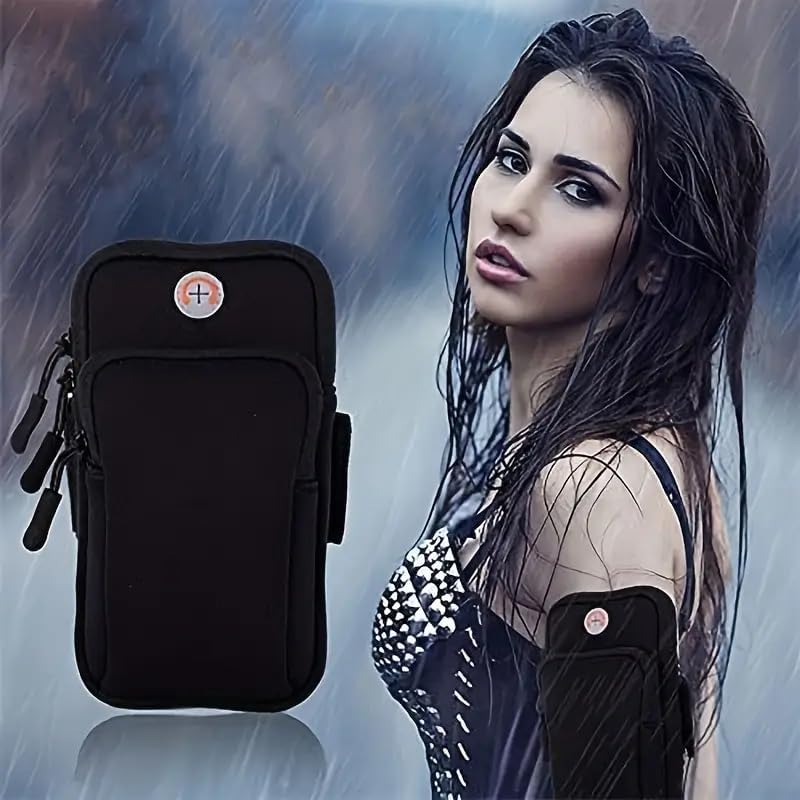 1PC Waterproof Black Running Armband, Ideal for Sports, Black