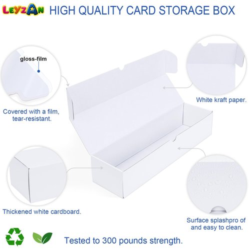 Leyzan Trading-Card Storage Box, 8-Pack • 1000 Count Corrugated Cardboard Storage Box with dividers & labels for TCG/Magic/Mtg storage and Collection, 14.4 INCH Horizontal