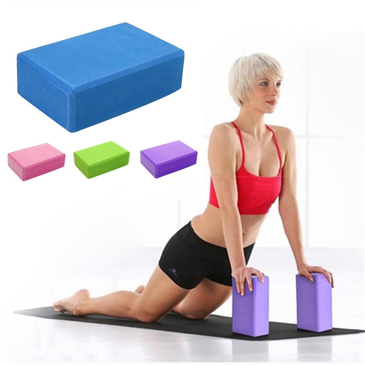 2 Pack Yoga Blocks Supportive Latex-Free EVA Foam Yoga Blocks Set,9"x6"x3" Lightweight Non-Slip Surface High Density Yoga Block for Meditation Exercise Pilates Stretching (Purple)