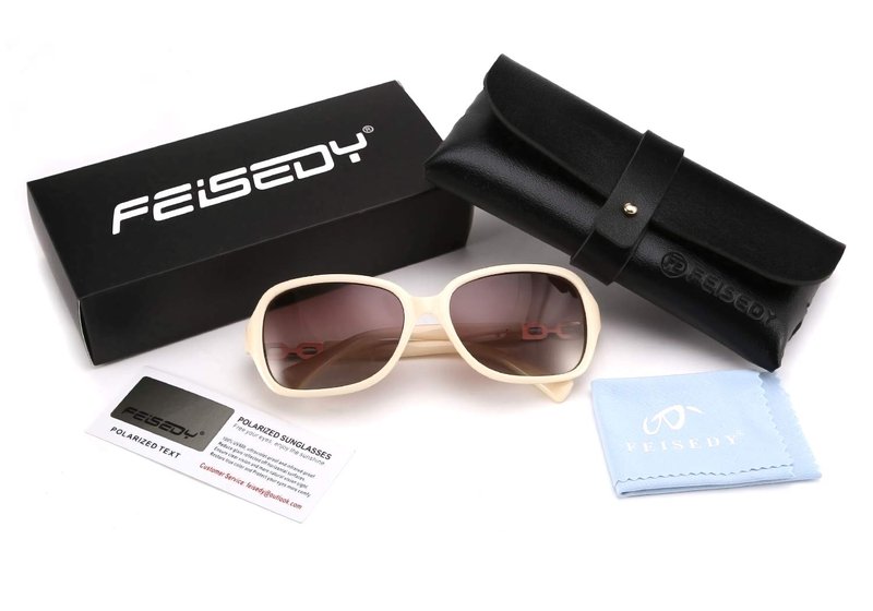 FEISEDY Vintage Square Polarized Sunglasses for Women UV400 Travel Driving Fashion Arcuate Sunglasses B2526