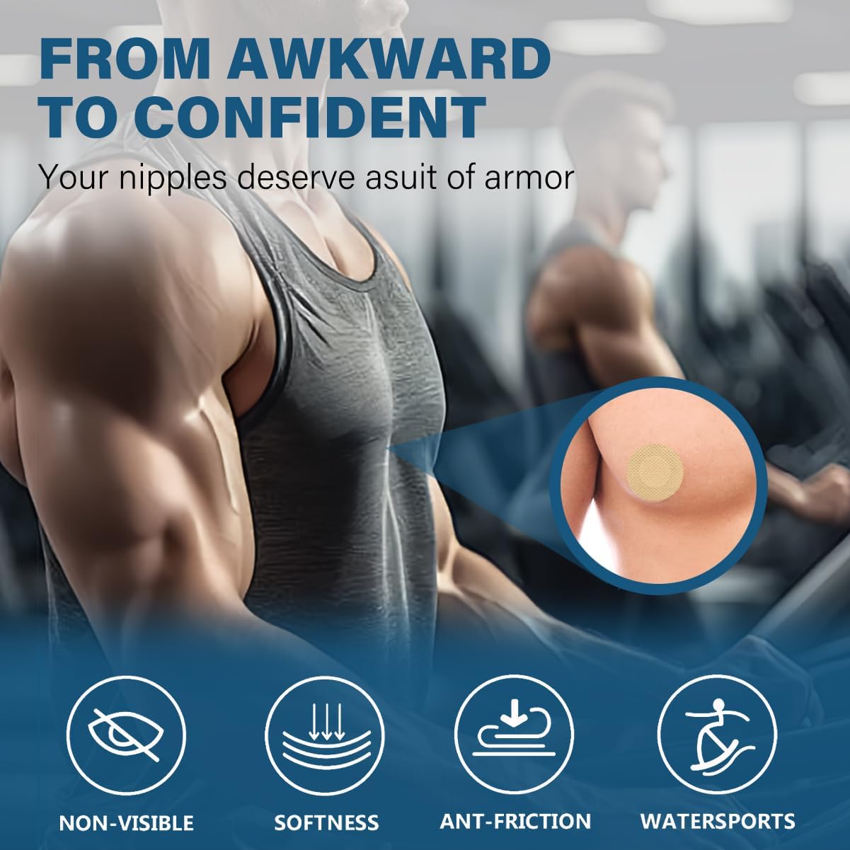 100 PCS Men's Nipple Cover, The Original Sports Nipple Cover -Nipple Chafing Prevention