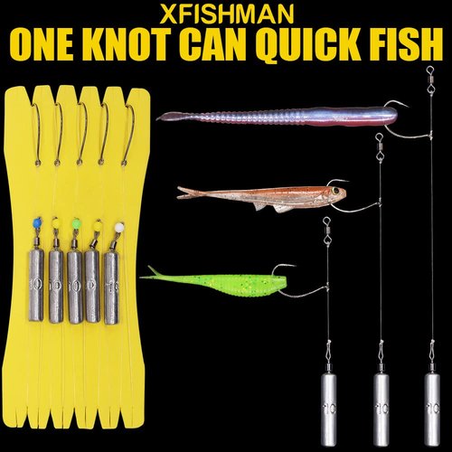 Drop Shot Rigs for Bass Fishing Ready Rig with Hooks and Sinker Weights (Hook Size 2-Weight 1/4 oz-Qty 5)
