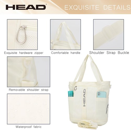 HEAD Waterproof Tote Bag Crossbody Bag with Detachable Shoulder Strap, Womenâs Handbags Casual Shoulder Bags Fits 15.6 Inch Laptop, Lightweight Top Handle Satchel for Shopping/College/Travel/Work