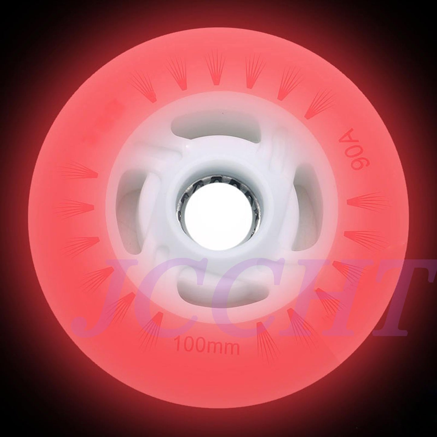 JCCHT Light Up Inline Skate Wheels 90mm, 100mm, 110mm 8Pcs LED Flashing Roller Wheels 90A PU for Indoor/Outdoor Scooter Replacement,Red Light,110mm
