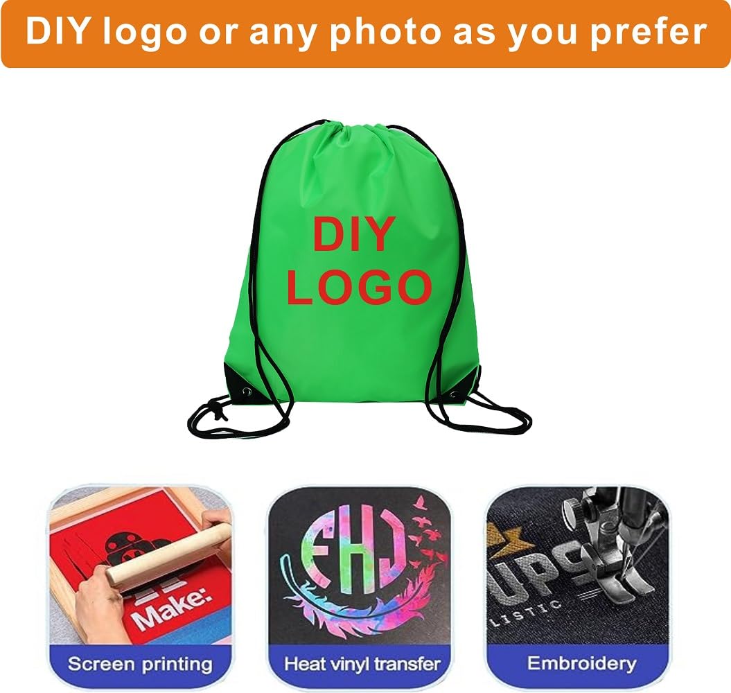 JohahaTim Drawstring Backpack Bulk 24Pcs Draw String Backpack Bags DIY Gym Sports Traveling Yoga Cinch Bag Sackpack Drawstring(green)