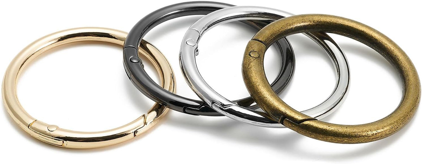15pcs Trigger Spring O Rings Round,Metal Keychain Ring Round Carabiner Clips for Keyrings Buckle, Bags,Purses