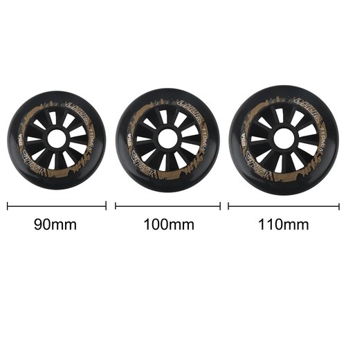 Speed Skate Wheels, 90mm/100mm/110mm Graffiti Print, 85A Hardness Roller Blade Wheel Replacement, Roller Blade Skating Wheels, Indoor/Outdoor, 6-Pack (Black, 110MM)