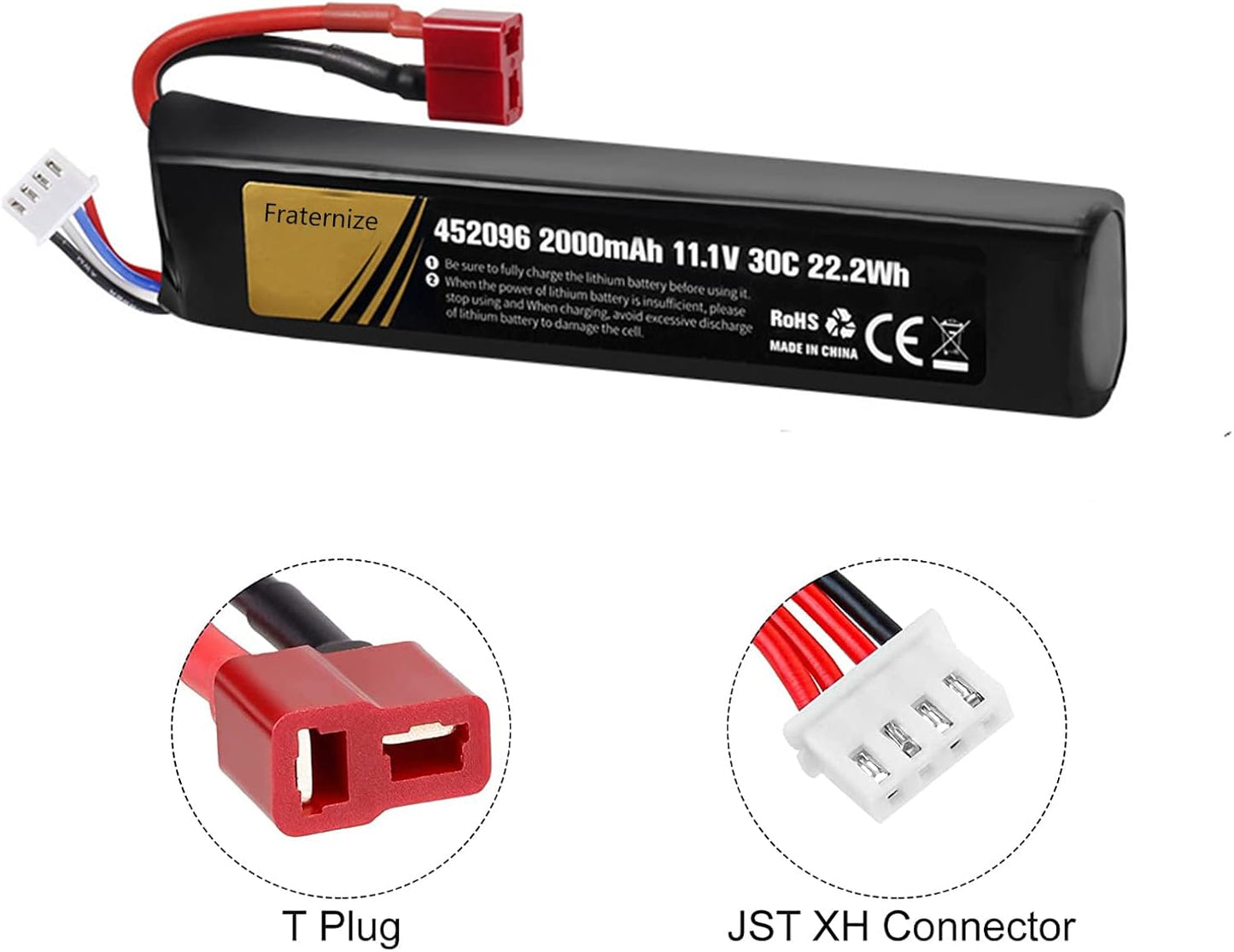 11.1V airsoft batteries 30C 2800mAh lipo battery airsoft T Plug with USB Charger T Plug to Mini Tamiya Cable Rechargeable Batteries for Airsoft gun Model splatrball gel blaster accessories-2pcs