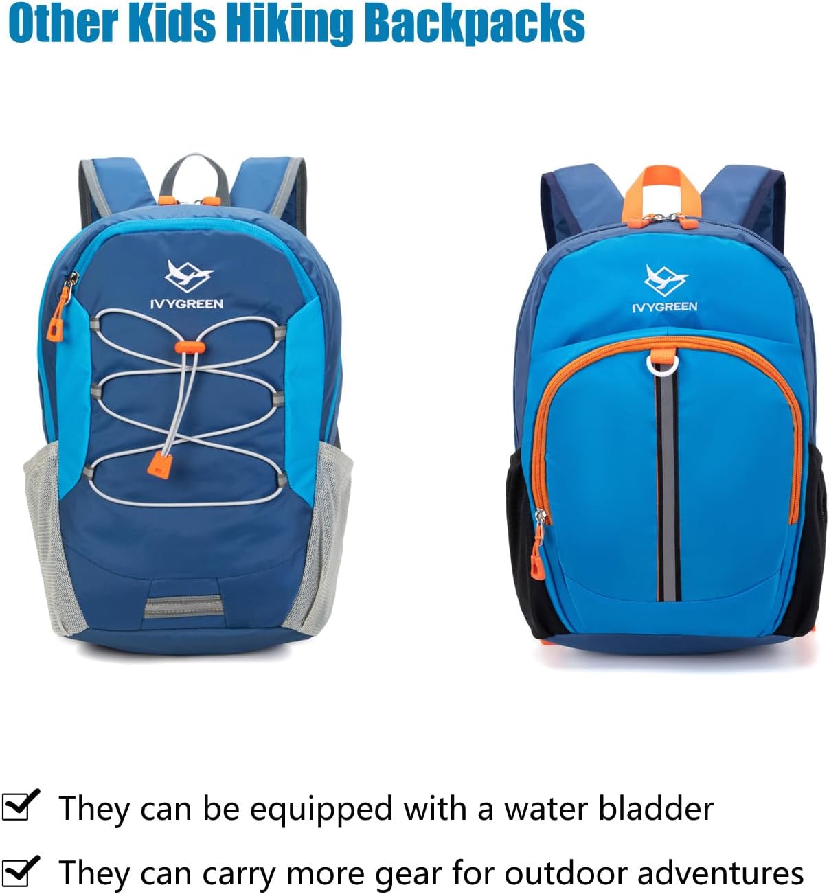 Ivygreen Kids Hydration Backpack, Hiking Backpack for Boys or Girls with 1.5L Water Bladder