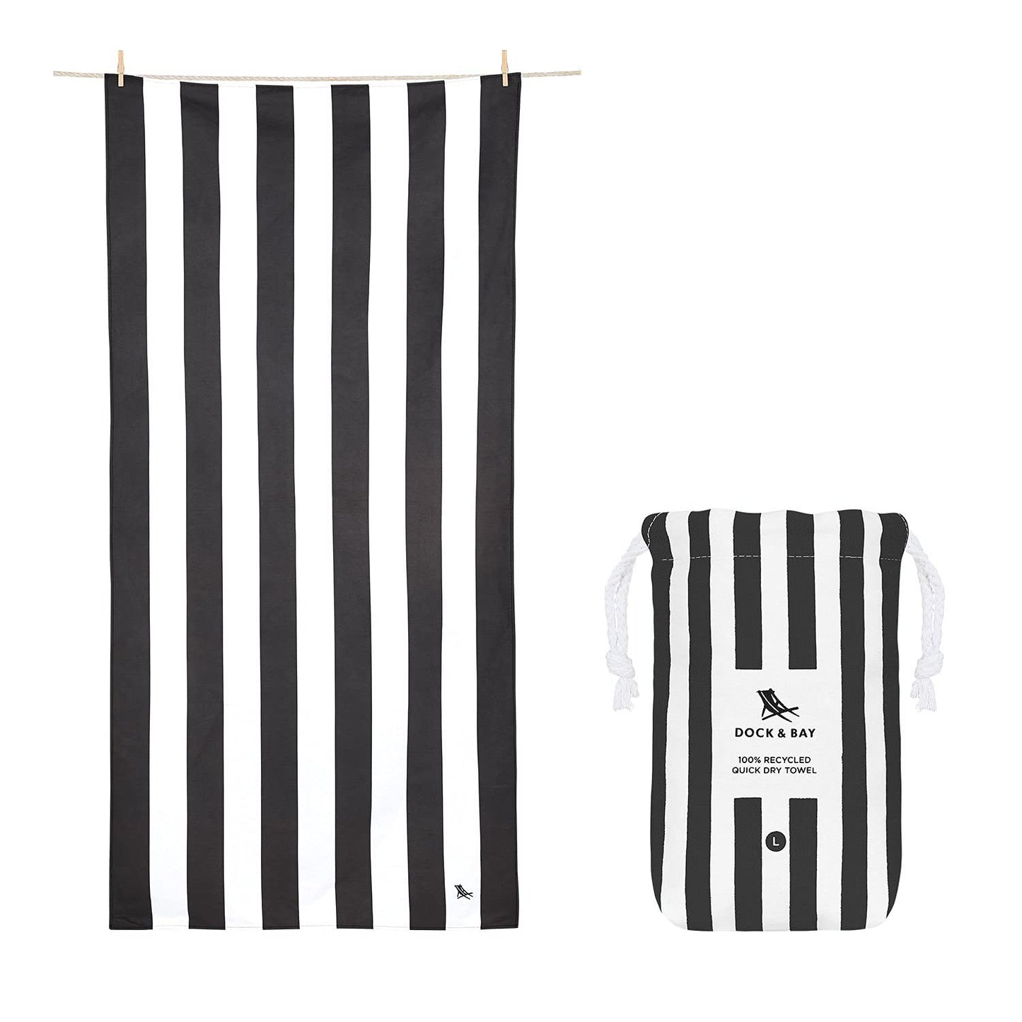 Dock & Bay Beach Towel - Quick Dry, Sand Free - Compact, Lightweight - 100% Recycled - Includes Bag - Cabana - Set E (4), Large (160x90cm, 63x35)
