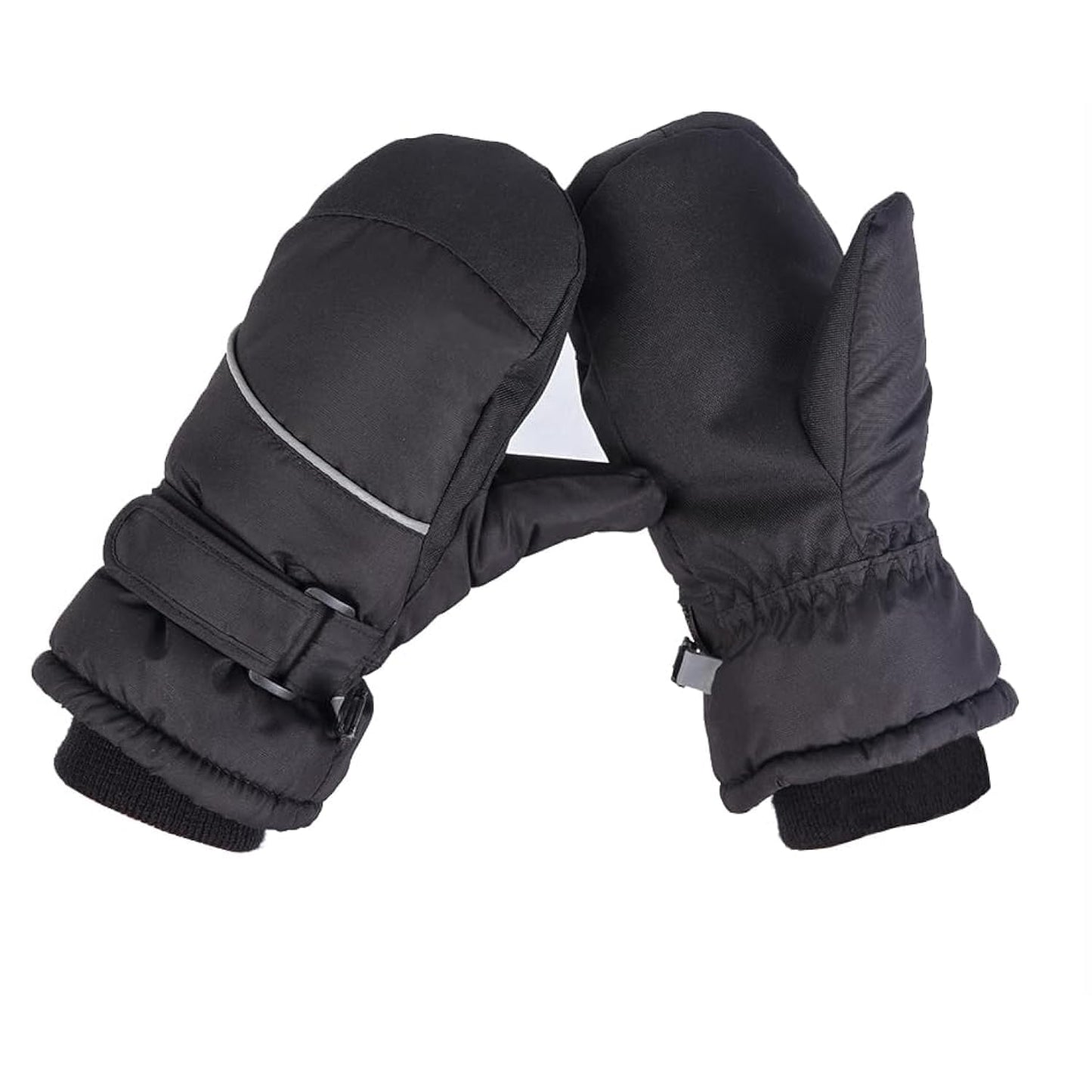 KRATARC Winter Kids Ski Mitten Waterproof Gloves Windproof Snow Outdoors Sports Cold Weather Mittens for Boys Girls, Pure Black, XXS (2~4Y/O)