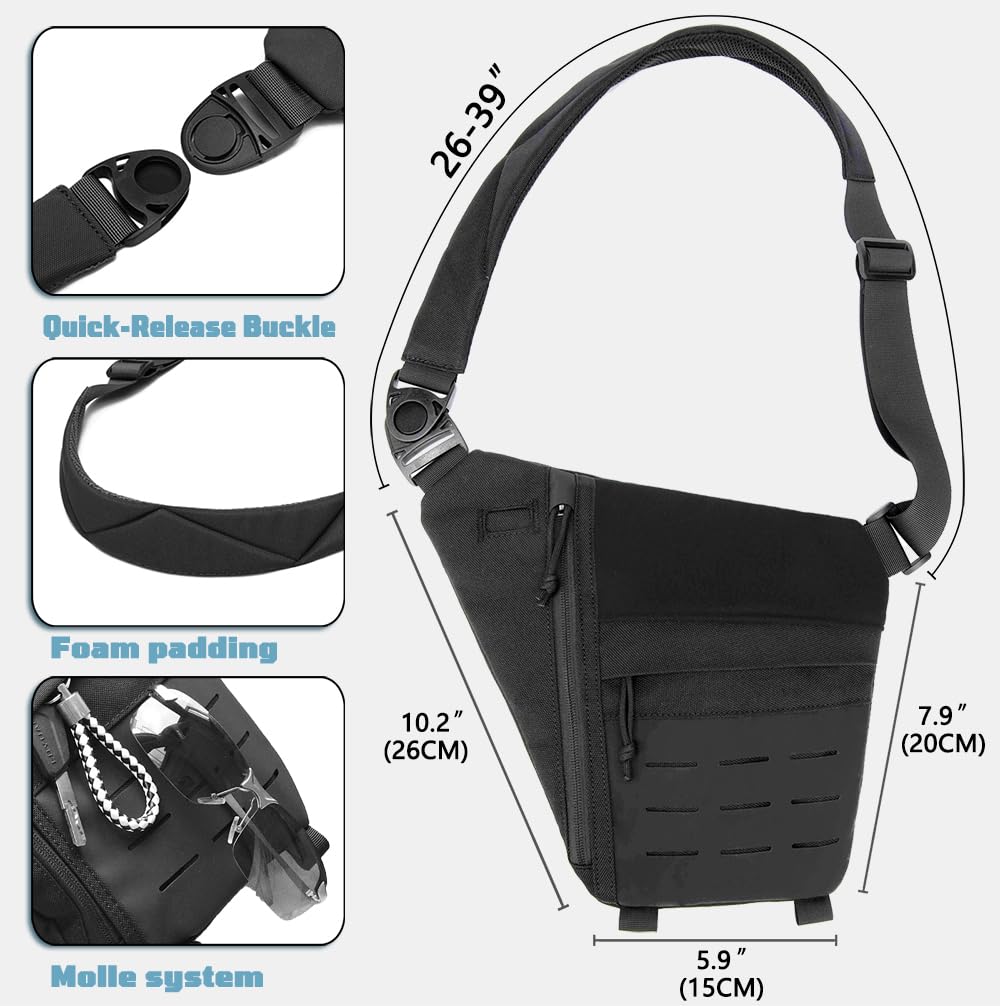 WCALULEG Tactical Sling Bag for Men Women Crossbody Anti-Theft CCW Sling Bag EDC Carry