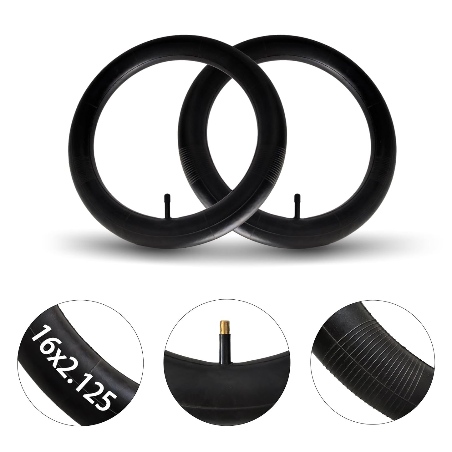 2-Pack 16x2.125 Inner Tube 16x1.75/2.125 16 Inch Bicycle Bike Tube 16x1.75 16x1.95 16x2.125 Bike Tire Tube
