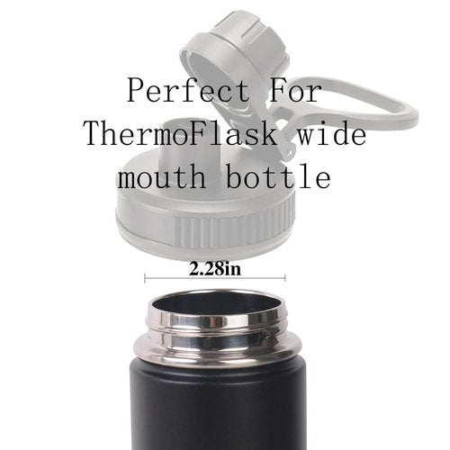 UWSTE 2 Pack Lid Replacement Compatible with Thermoflask, Leak Proof lid Fits for Thermoflask 16 18 24 32 40 64oz Wide Mouth Bottle, Handle Easy to Carry, BPA Free.