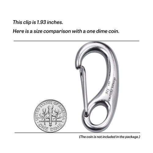 SHONAN 1.93 Inch Carabiner Clips, 4 Pack Flag Hooks Flag Clips for Flagpole Rope, Marine Grade Stainless Steel Clip for Ropes, Keychain, Dog Leash, and Hiking