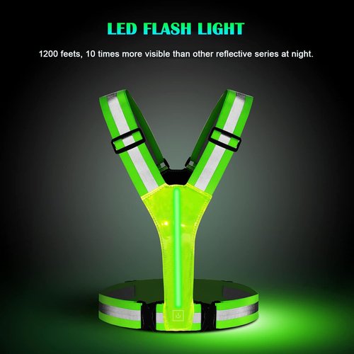 LED Reflective Vest Running Gear, Lights Up Vest Rechargeable, High Visibility Reflective Running Gear for Night Walking Cycling Jogging