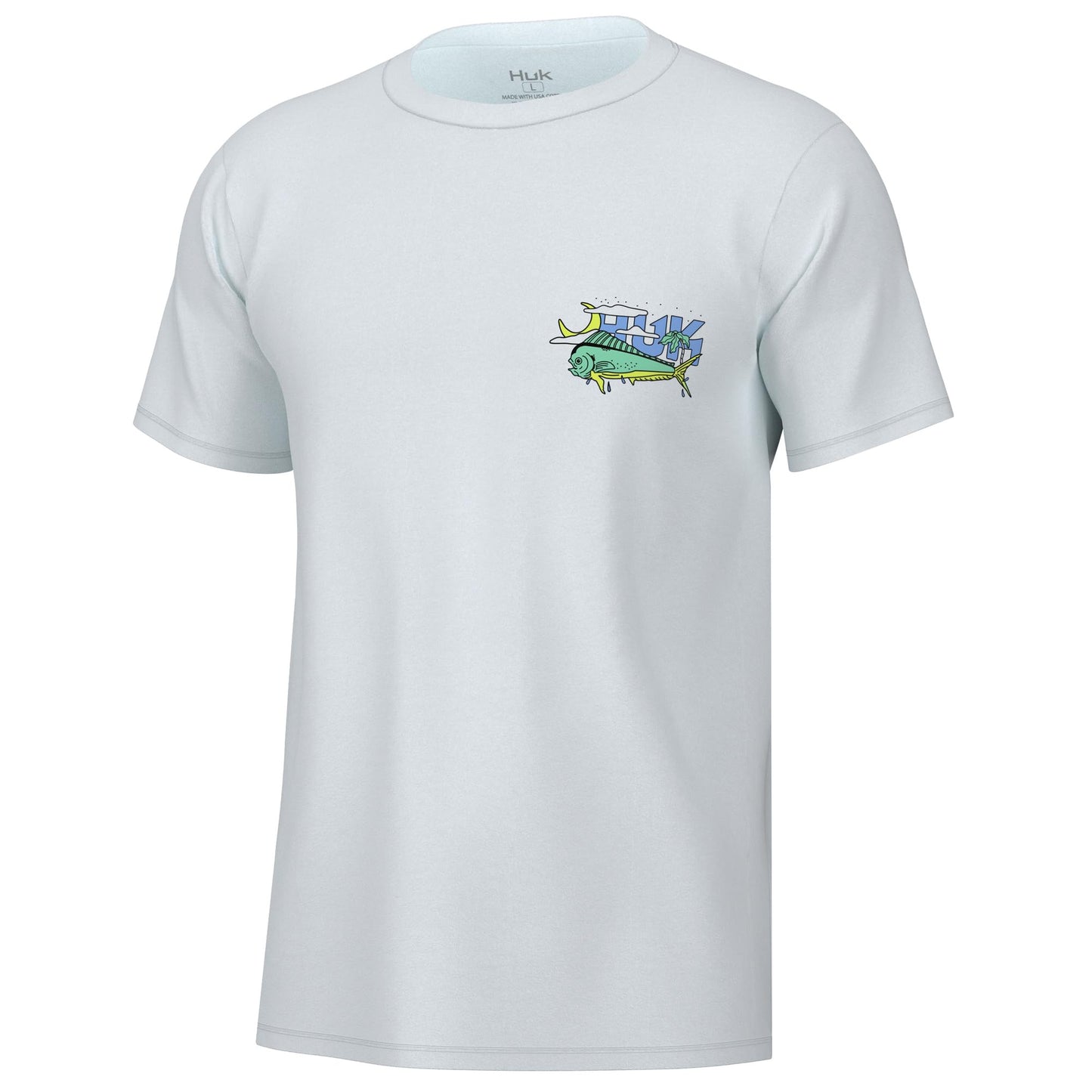 HUK Mens Fishing Graphic Tee, Performance Short Sleeve, Quick-Dry, Dolphin Dreams - White, Small