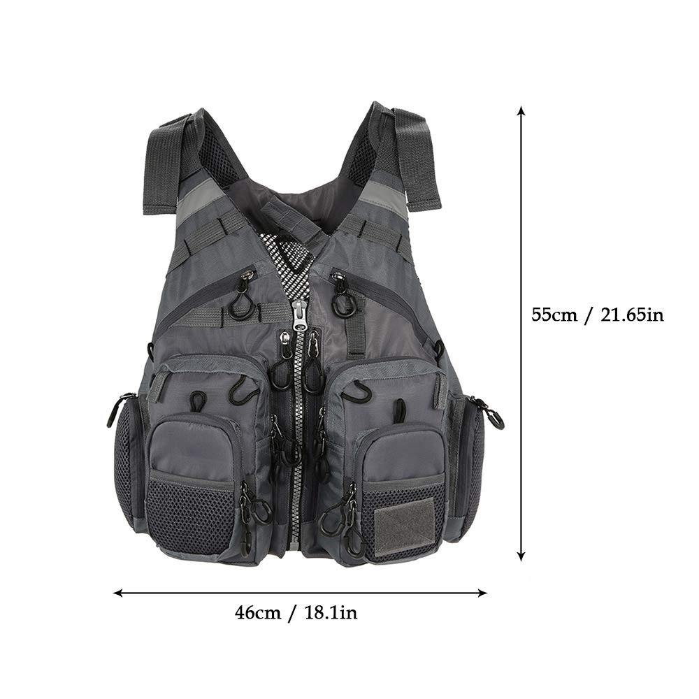 JKSPORTS Fly Fishing Vest Fishing Safety Life Jacket for Swimming Sailing Boating Kayak Floating Multifunction Breathable Backpack for Men and Women Kayak Vest Swim Vest (Orange,with Foam)