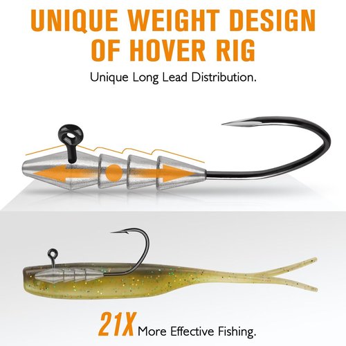 15PCS Hover Rig Jighead Swimbait Jig Heads for Bass Fishing Bass Hooks 1/0 Hover Strolling Rig Kit Fishing Jig Heads 1/8OZ