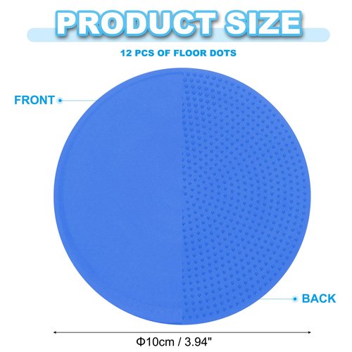 PATIKIL 9 Inch Poly Spot Markers, 12Pcs Non Slip Rubber Floor Dots with Storage Bag Flat Agility Cones for Sports Training Basketball Football, Blue