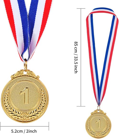 TGXLAK 12 Pieces Gold Silver Bronze Metal Award Medals - 1st 2nd 3rd Place Winner Prizes for Sports, Competitions, Party Favors & Decorations, Olympic Style, 2 Inches 