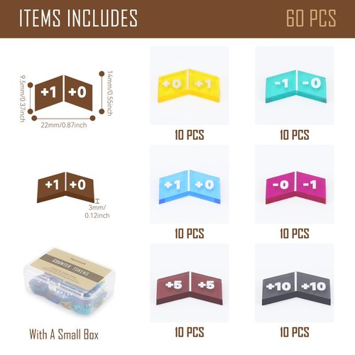 60Pcs Colorful MTG Buff Counter Tokens Magic Token Creature Stats or Loyalty Counters for MTG CCG Card Gaming Accessories