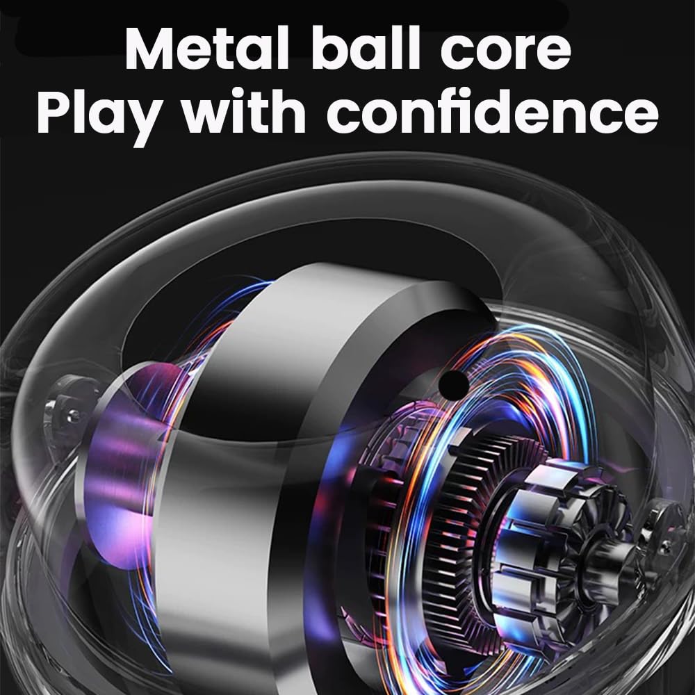2025 New Curaball Hand Exerciser, Curaball Hand Exerciser with Counter, Strengthens Wrists, Features 5 Light Modes, with Storage Pouch, Metal Version Has Swap-Out Bearings (Metal Model Black)