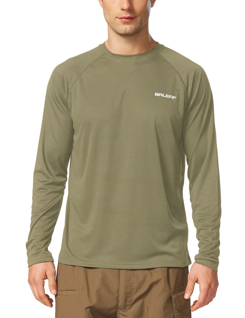 baleaf Mens UPF 50+ Sun Protection Shirts Long Sleeve Rash Guard, Quick Dry 4-Way Stretch for Fishing Swimming Surfing 01-Slate Green L