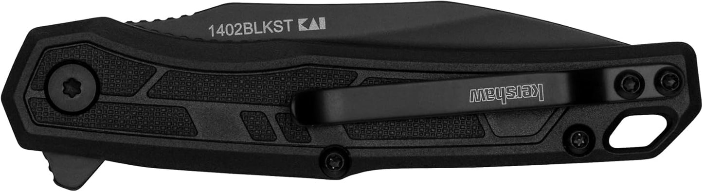 Kershaw Appa Folding Tactical Pocket Knife, SpeedSafe Opening, 2.75 inch Black Blade and Handle, Small, Lightweight Every Day Carry