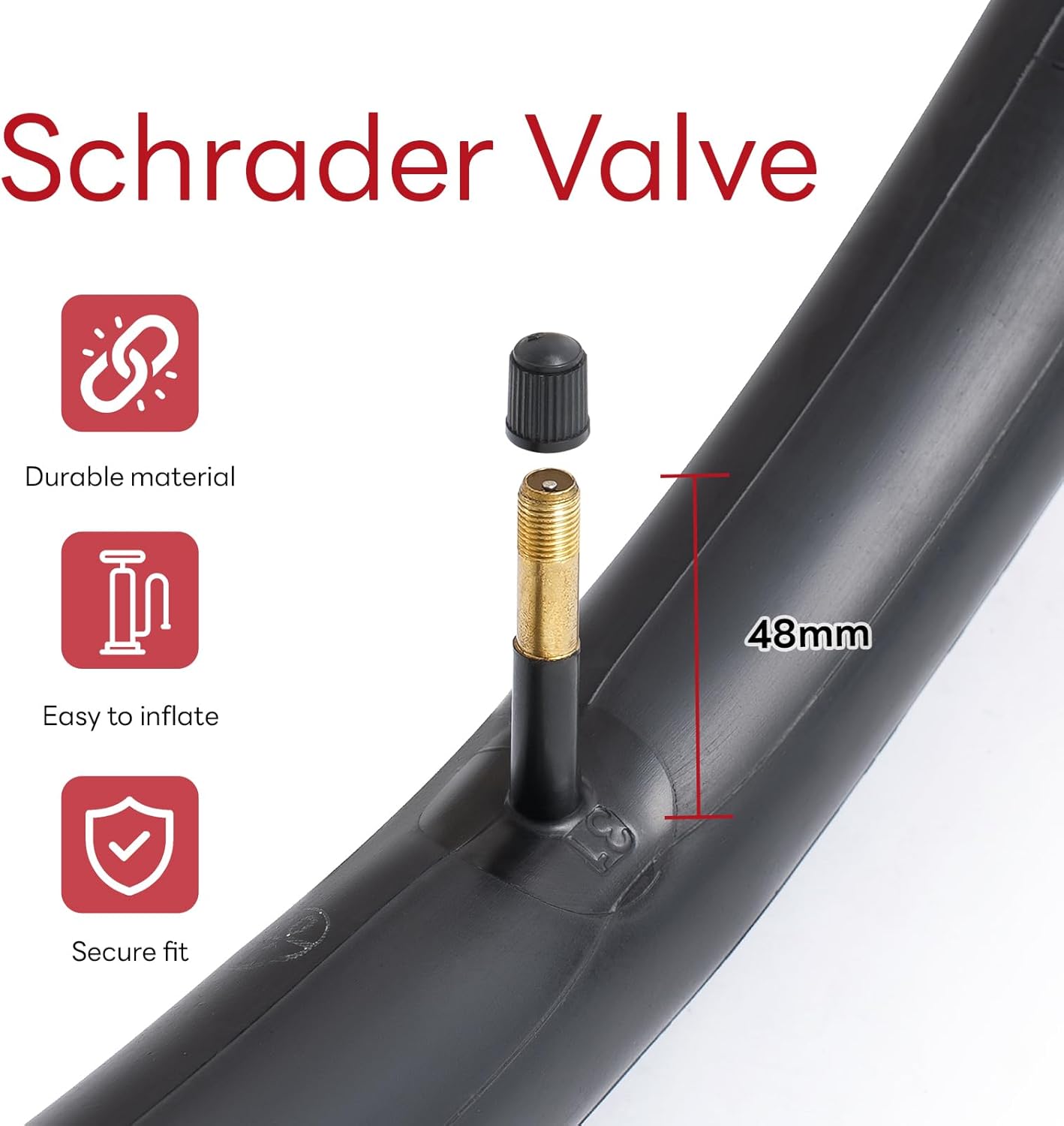 26x1.75/1.95/2.0/2.10/2.125 Inch AV48mm Bike Tubes 26" Replacement Bicycle Inner Tubes (2 PCS) Reliable 26 x 1.75-2.125 Inner Tubes Schrader Valve for City/Road/Mountain/Cruiser Cycling Scenarios