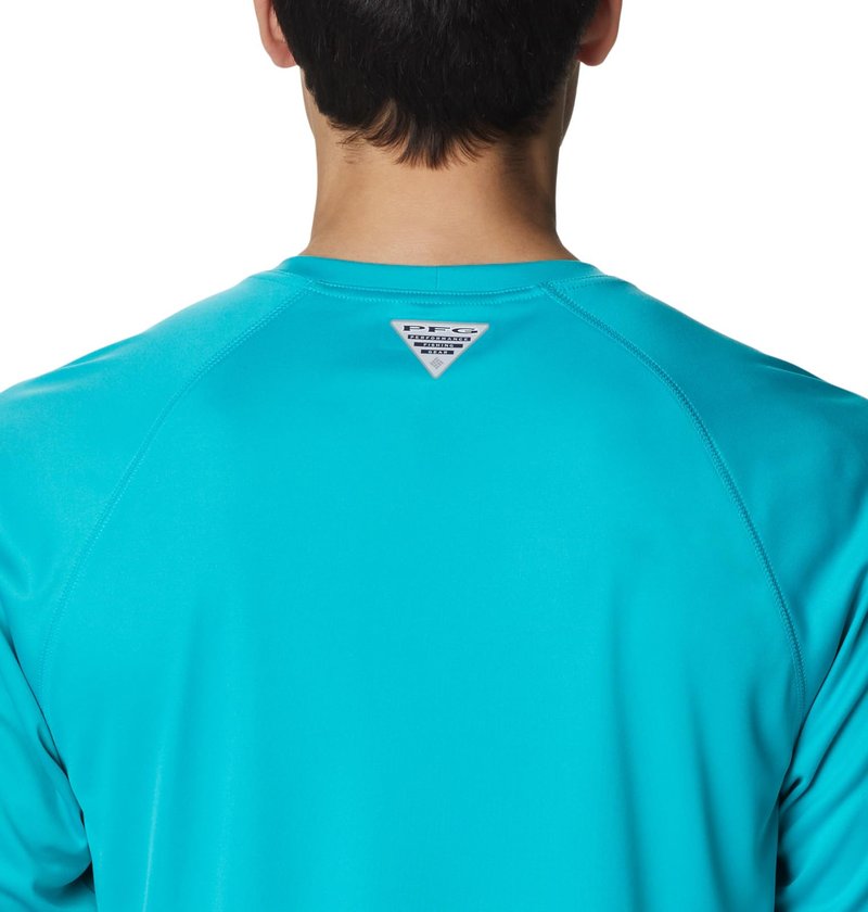 Columbia Men's Terminal Tackle Long Sleeve Shirt, Turquoise/Cool Grey Logo, 3X Big