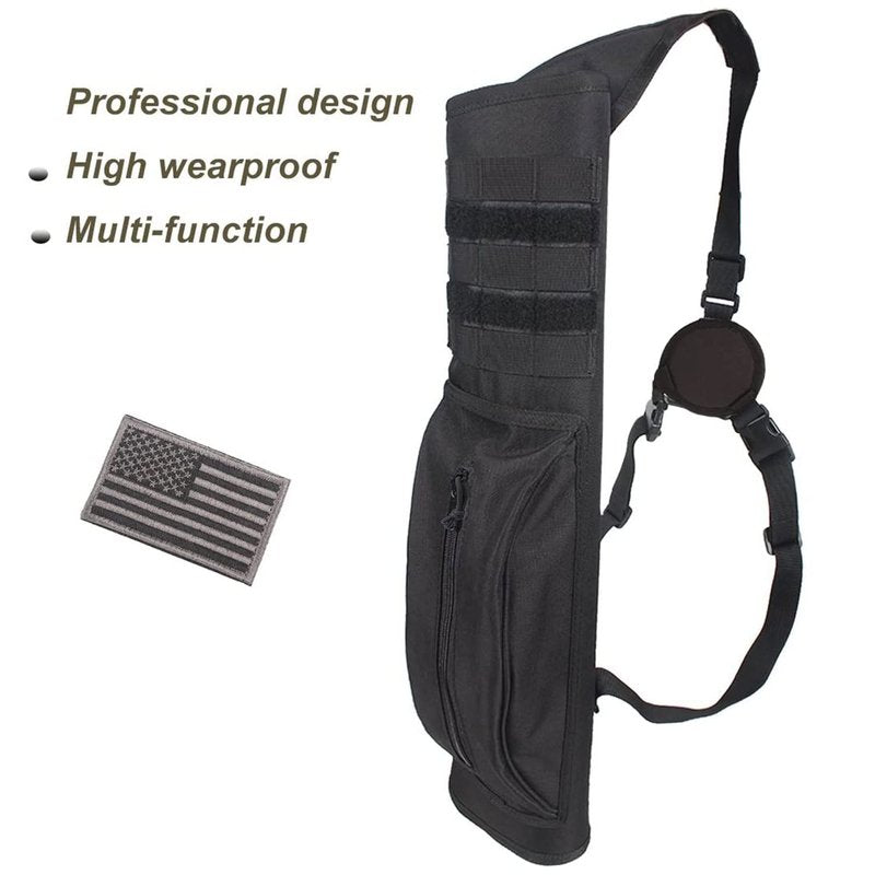 Kratarc Archery Multi-function Heavy Duty Back Arrow Quiver with Molle System Shoulder Hanged Target Shooting Quiver for Arrows (Black- for Right-handed)