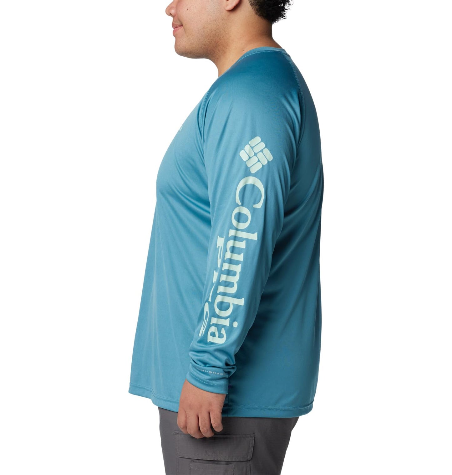 Columbia Men's Terminal Tackle Long Sleeve Fishing Shirt, Canyon Blue/ICY Morn Logo, 3X