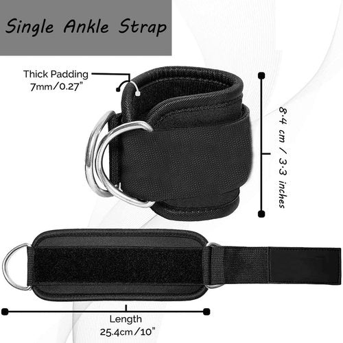 Ankle Strap Ankle Resistance Band Wrist Cuff Padded Strap Adjustable Fitness Glute Kickback D-Ring for Cable Machine Gym Foot Leg Training Brace Support 1 Pack