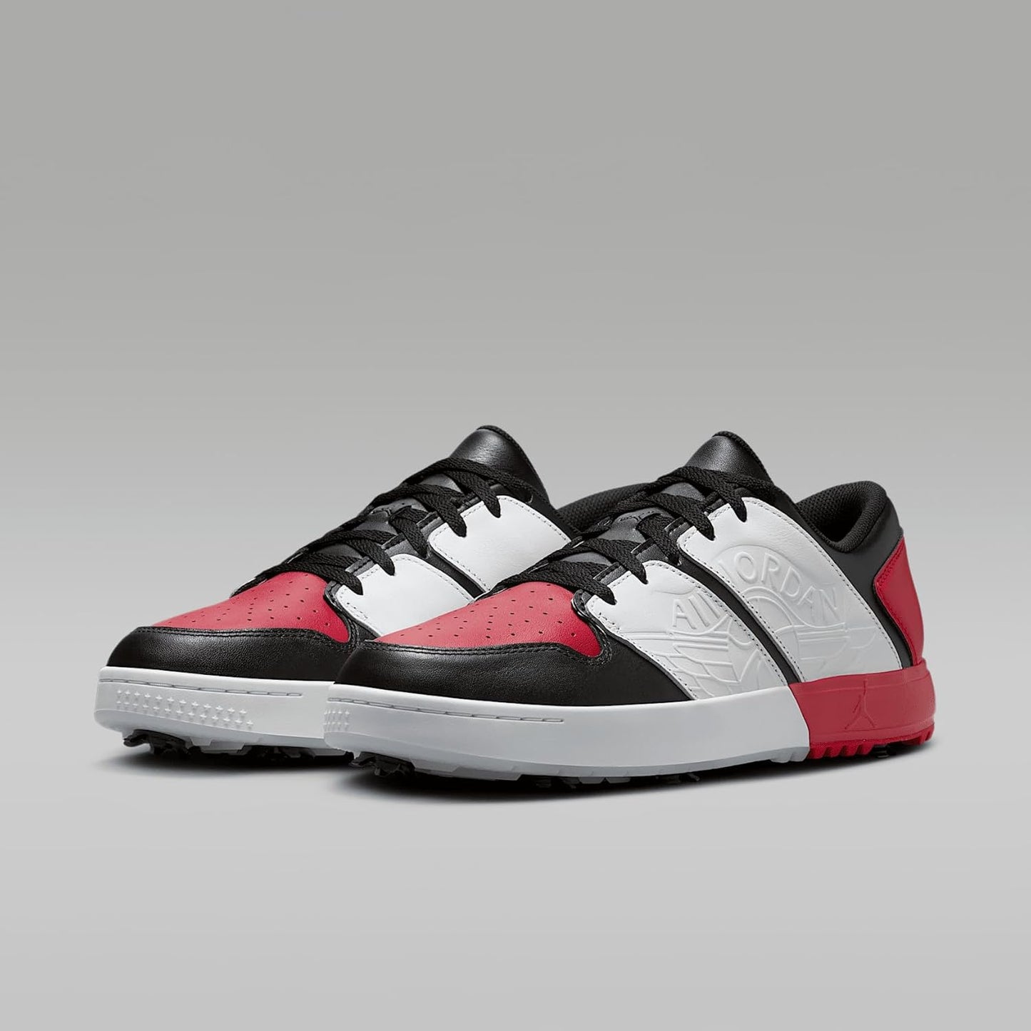 Jordan NU Retro 1 G Golf Shoes (FZ4153-001, Black/University Red/Blue Tint/White)