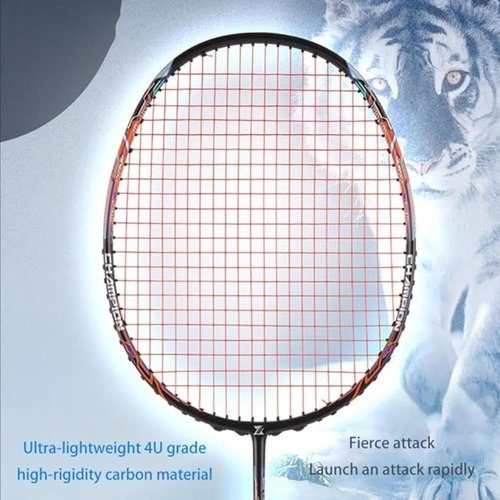 Badminton Racquet,Badminton Rackets,All Carbon Fiber Lightweight 4u Professional Competition Durable Offensive Racket,Suitable for Outdoor Fitness and Training