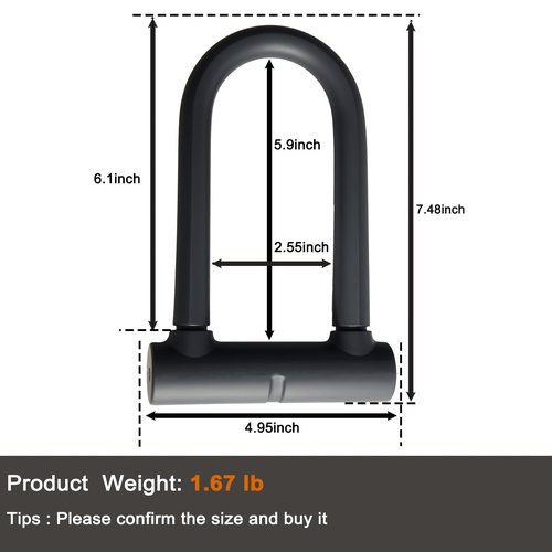 NOEAIKE Bike U Lock Heavy Duty Anti Theft with 4ft Security Steel Cable-3 Keys and Mounting Bracket Included,Bicycle Locks Perfect for Road,Mountain,Scooter and Ebike
