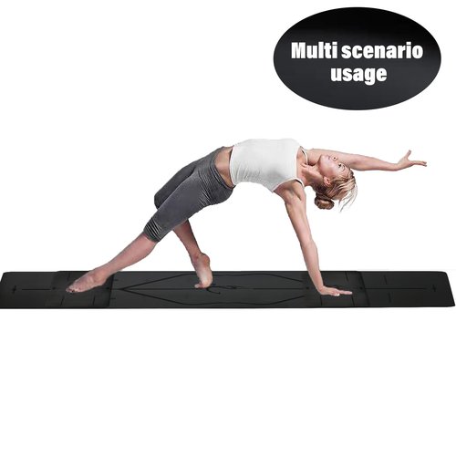 PULANTIYU Essentials Yoga Mat Fitness & Exercise Mat with Easy-Cinch Yoga Mat Carrier Strap and Yoga Bag, Non Slip Exercise Mat for Home Yoga, Pilates, Stretching, Floor & Fitness Workouts, Men and Women,72" x 24" x 2/5",Gray Black