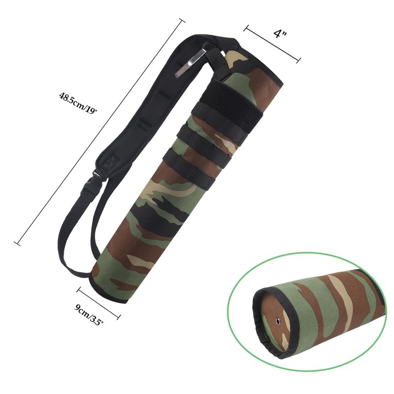 KRATARC Archery Lightweight Back Arrow Quiver Dual Use Foldable Compact Hip Arrows Bag with Molle System Hanged for Target Shooting (Woodland - Diameter 4'')