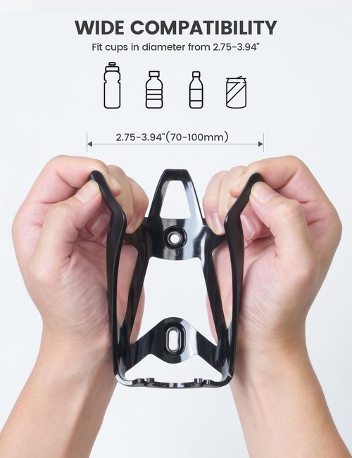 Lamicall Bike Water Bottle Holder - 1.2 Oz Ultralight & Sturdy Bike Cup Holder, Bicycle Drink Cage, Cycling Bike Water Bottle Cage with Screw Tool, for 2.75-3.94" Diameter Bottles